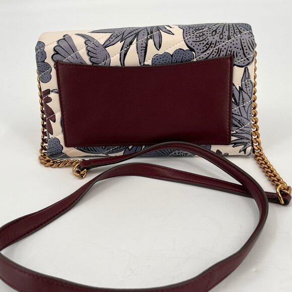Tory Burch Kira Chevron Chain Wallet Floral Print Leather Crossbody Bag Small - Picture 5 of 16